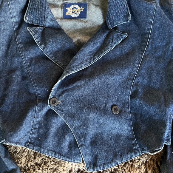 VINTAGE 80's Brown's Blue Jeans DENIM Bomber Jacket RARE! - Picture 2 of 9